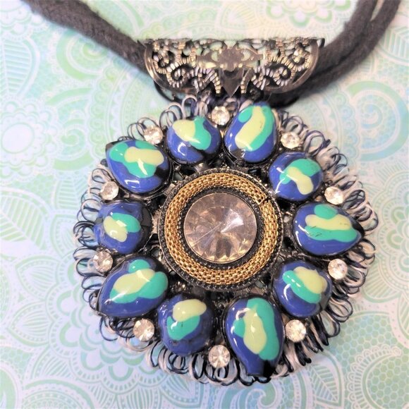 Blue Statement Pendant - Picture 5 of 11